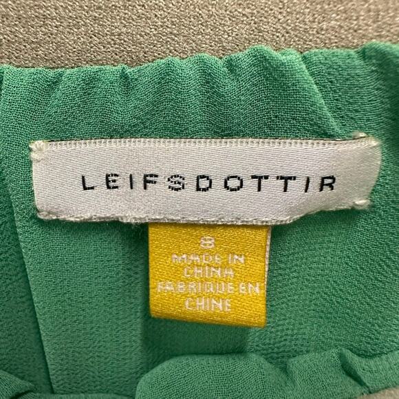 Leifsdottir Size 8 Green Silky Asymmetrical Skirt Elastic Waistband Party Fun - Picture 5 of 8